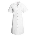 Women's White Short Sleeve 80/ 20 Poplin Button Front Dress